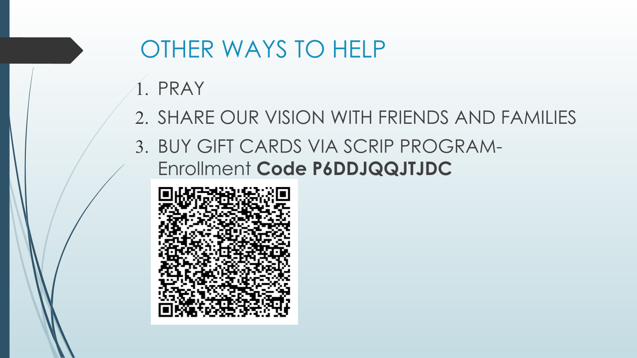 Other Ways to Help - Pray, Share, SCRIP Program